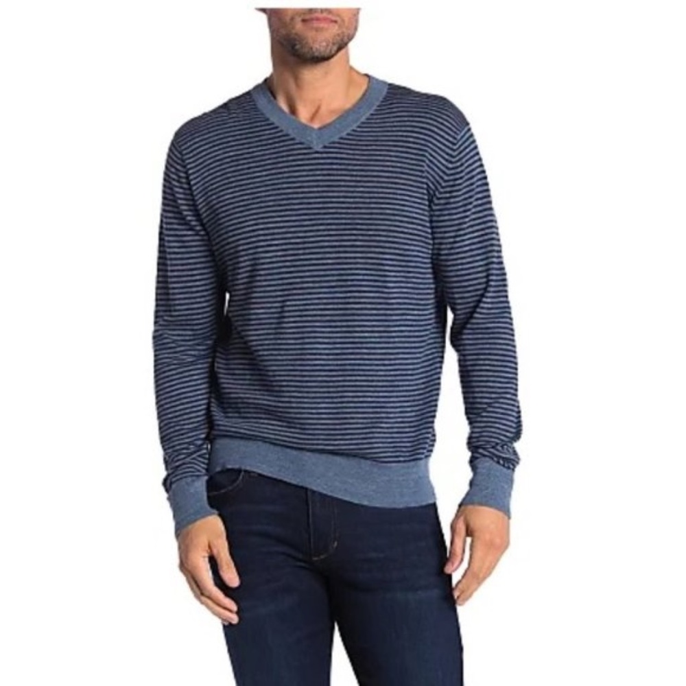 GRAYERS Bleecker Stripe V Neck Sweater